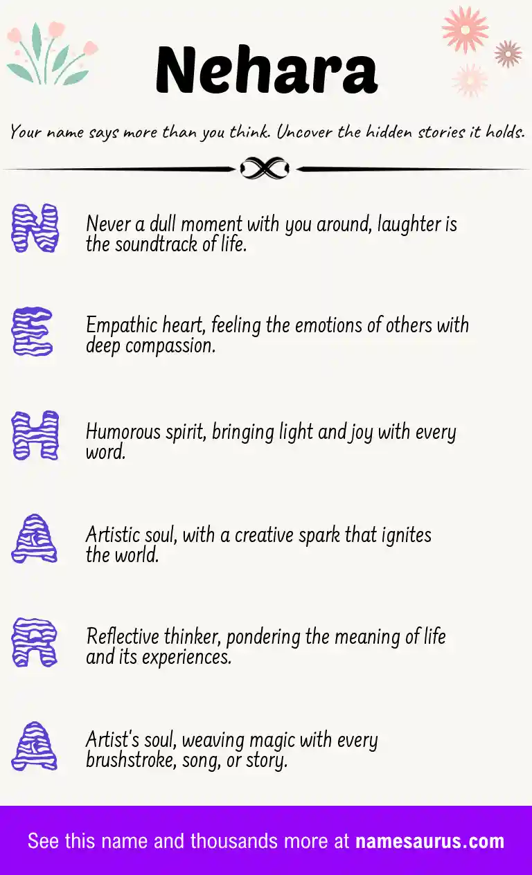 Acrostic poem about Nehara.