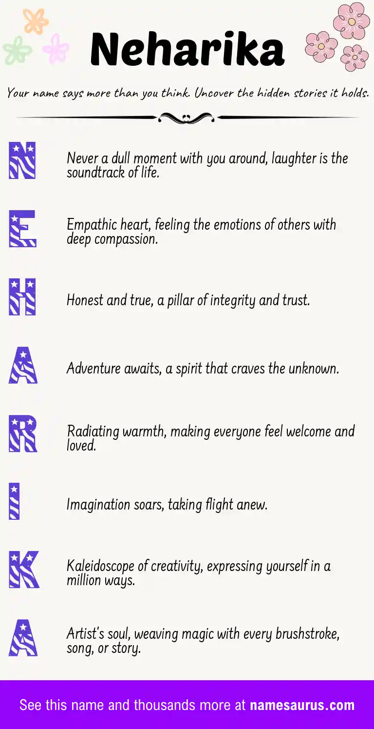 Acrostic poem about Neharika.