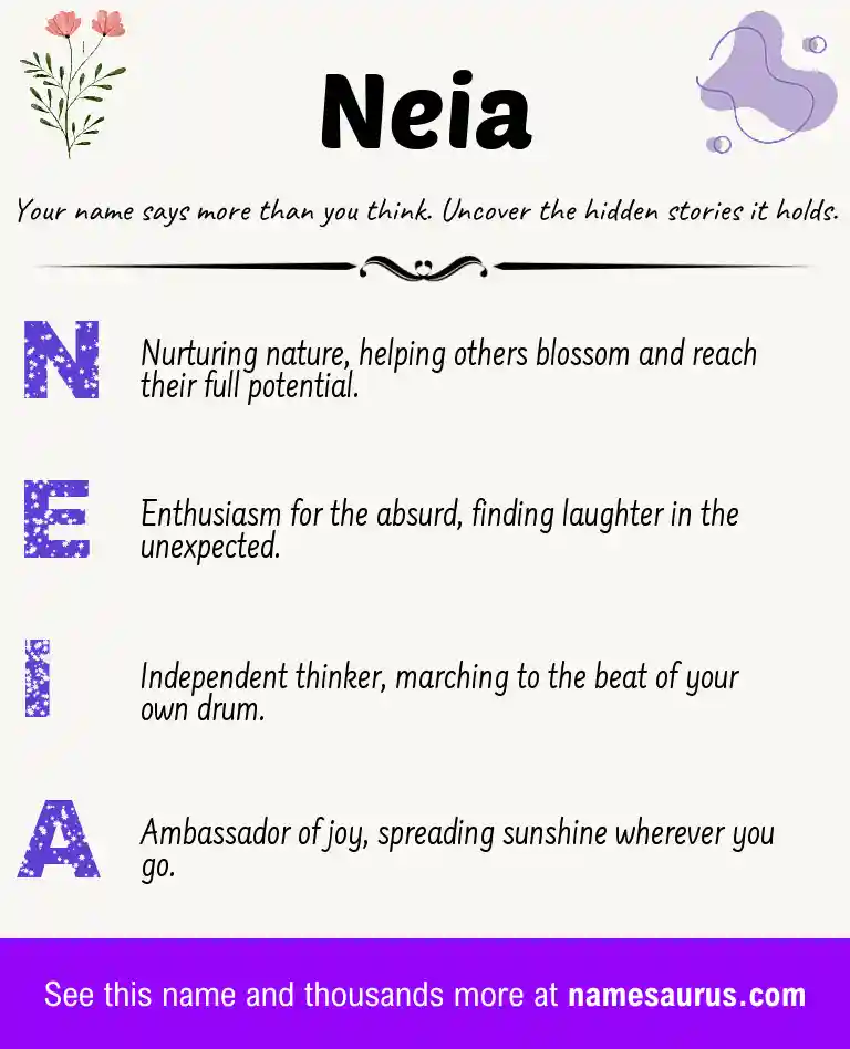 Acrostic poem about Neia.