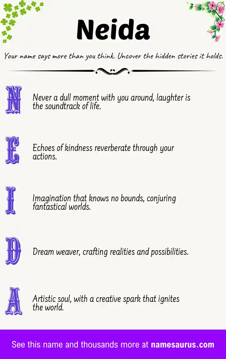 Acrostic poem about Neida.