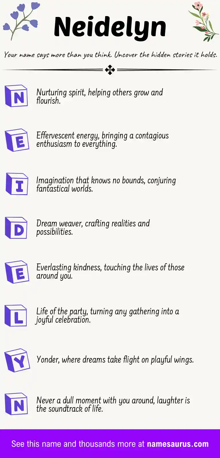 Acrostic poem about Neidelyn.