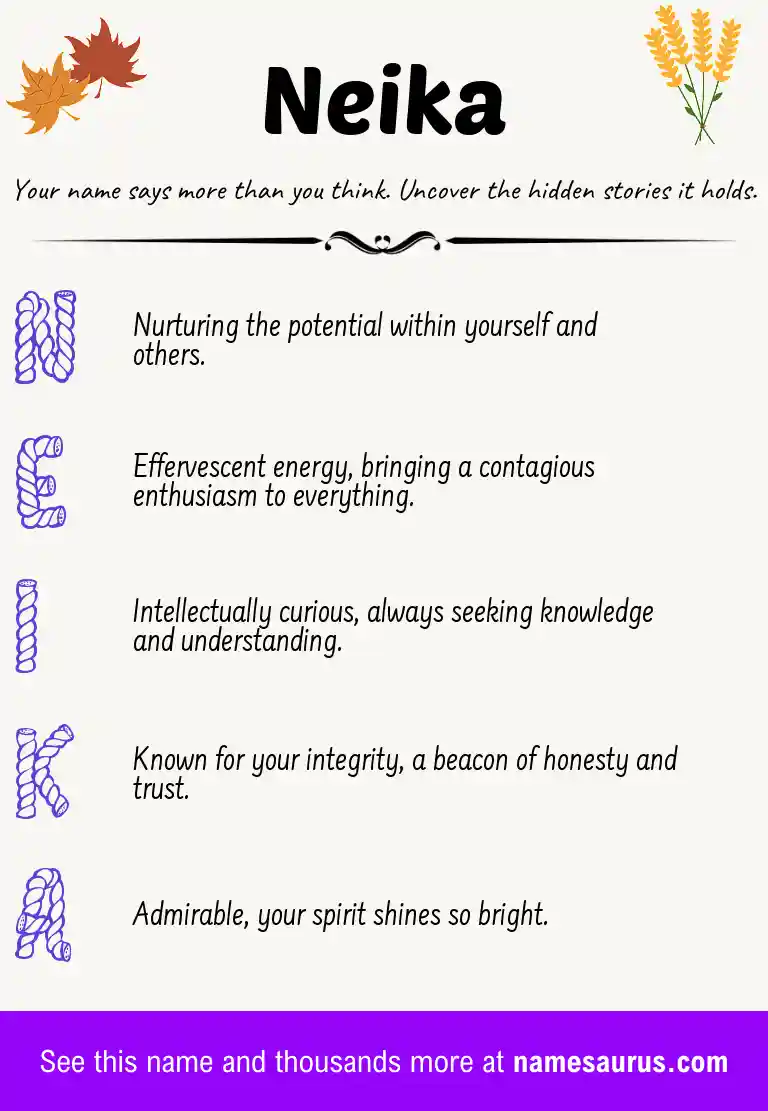 Acrostic poem about Neika.