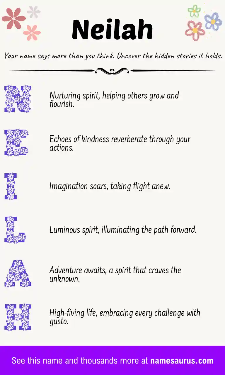 Acrostic poem about Neilah.