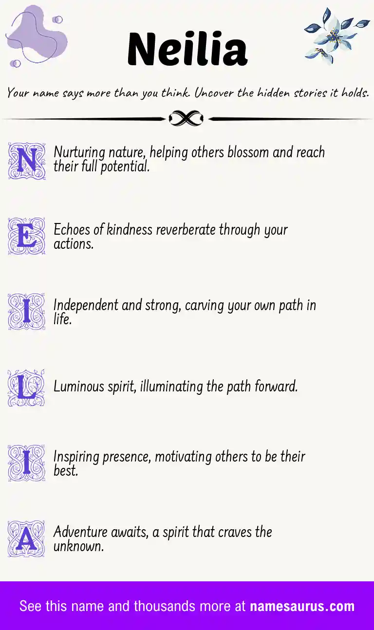 Acrostic poem about Neilia.