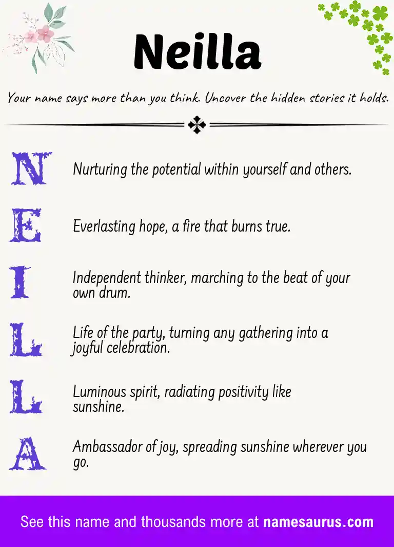 Acrostic poem about Neilla.
