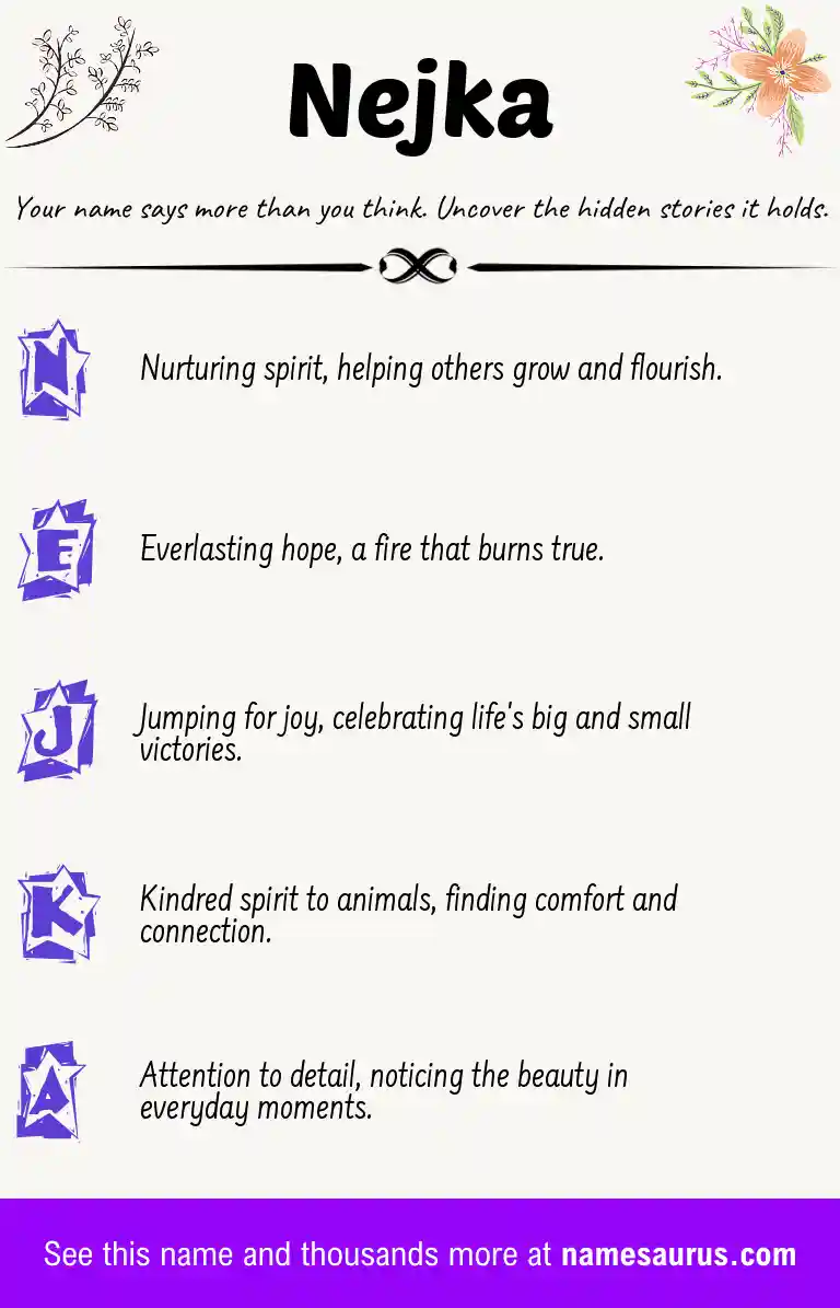 Acrostic poem about Nejka.