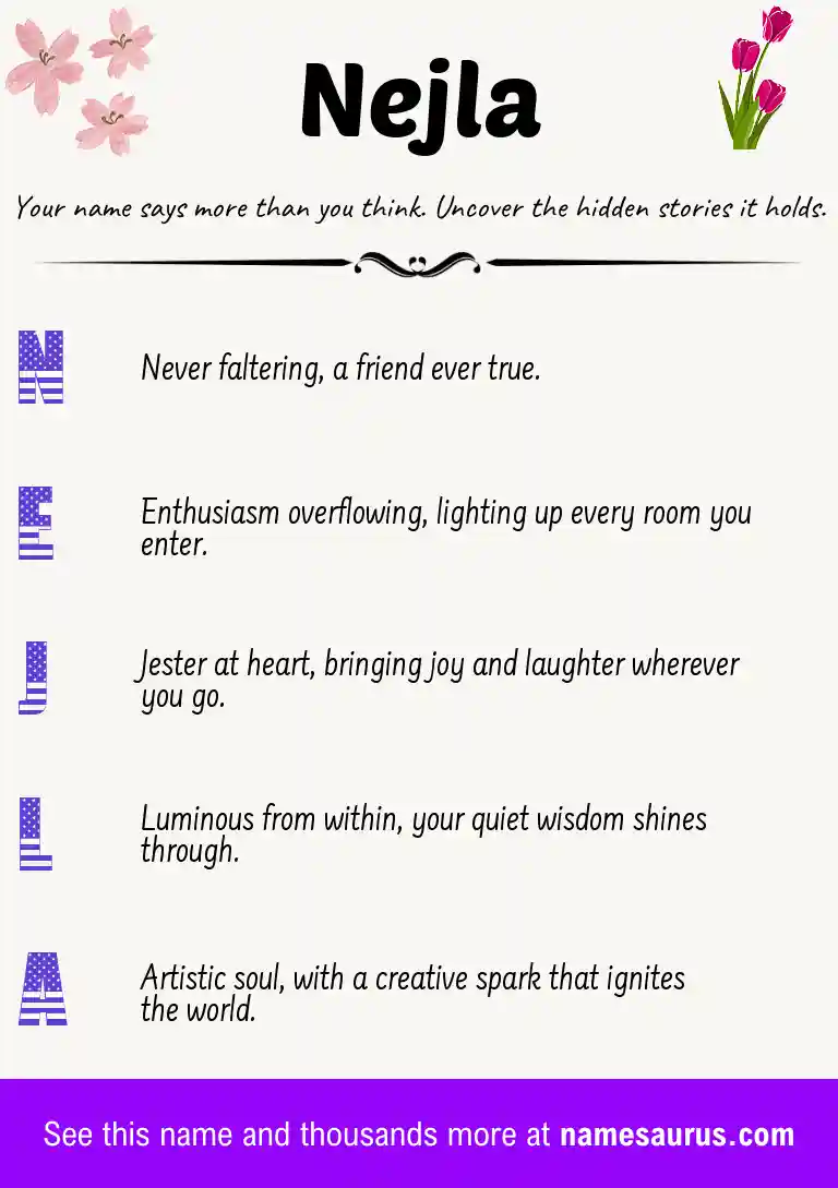 Acrostic poem about Nejla.