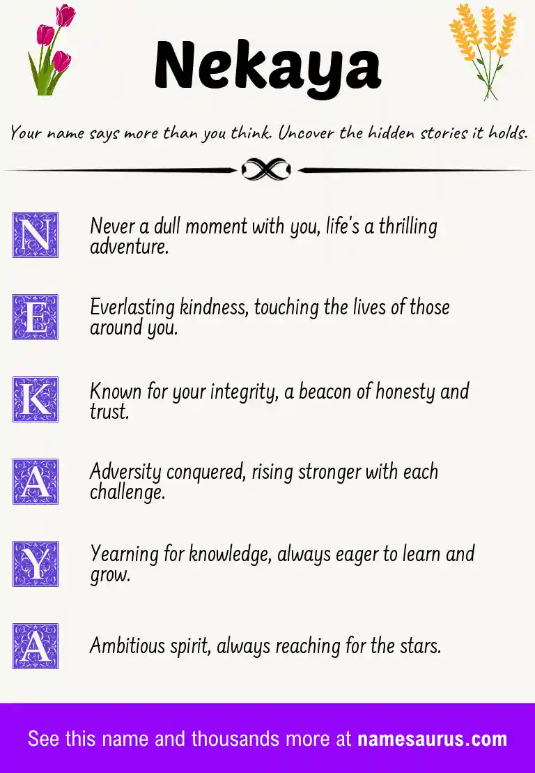 Acrostic poem about Nekaya.