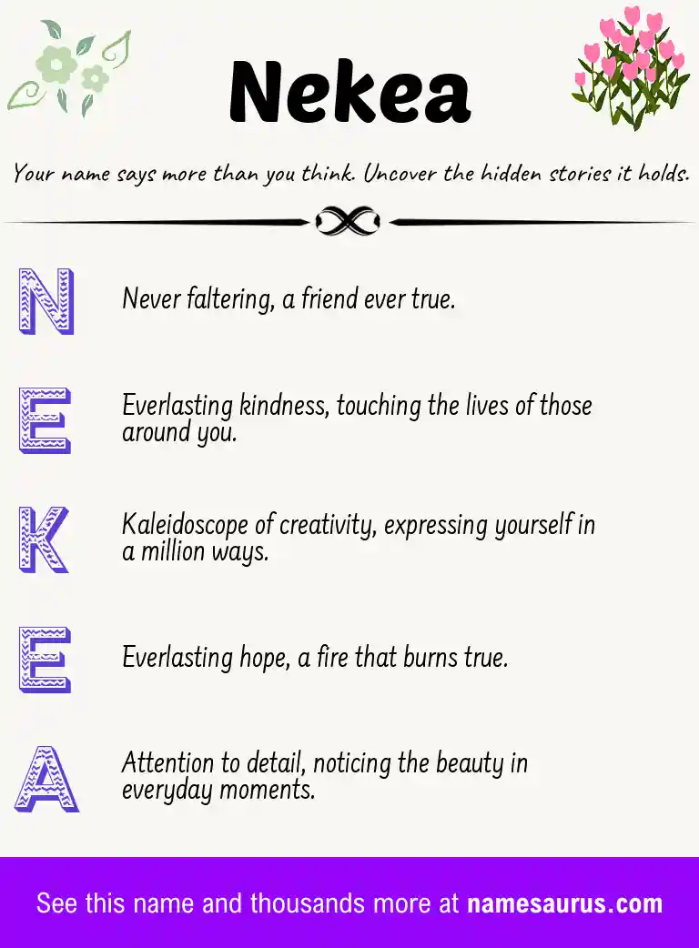 Acrostic poem about Nekea.
