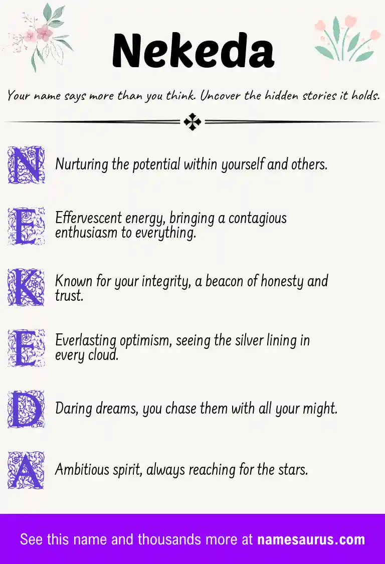 Acrostic poem about Nekeda.