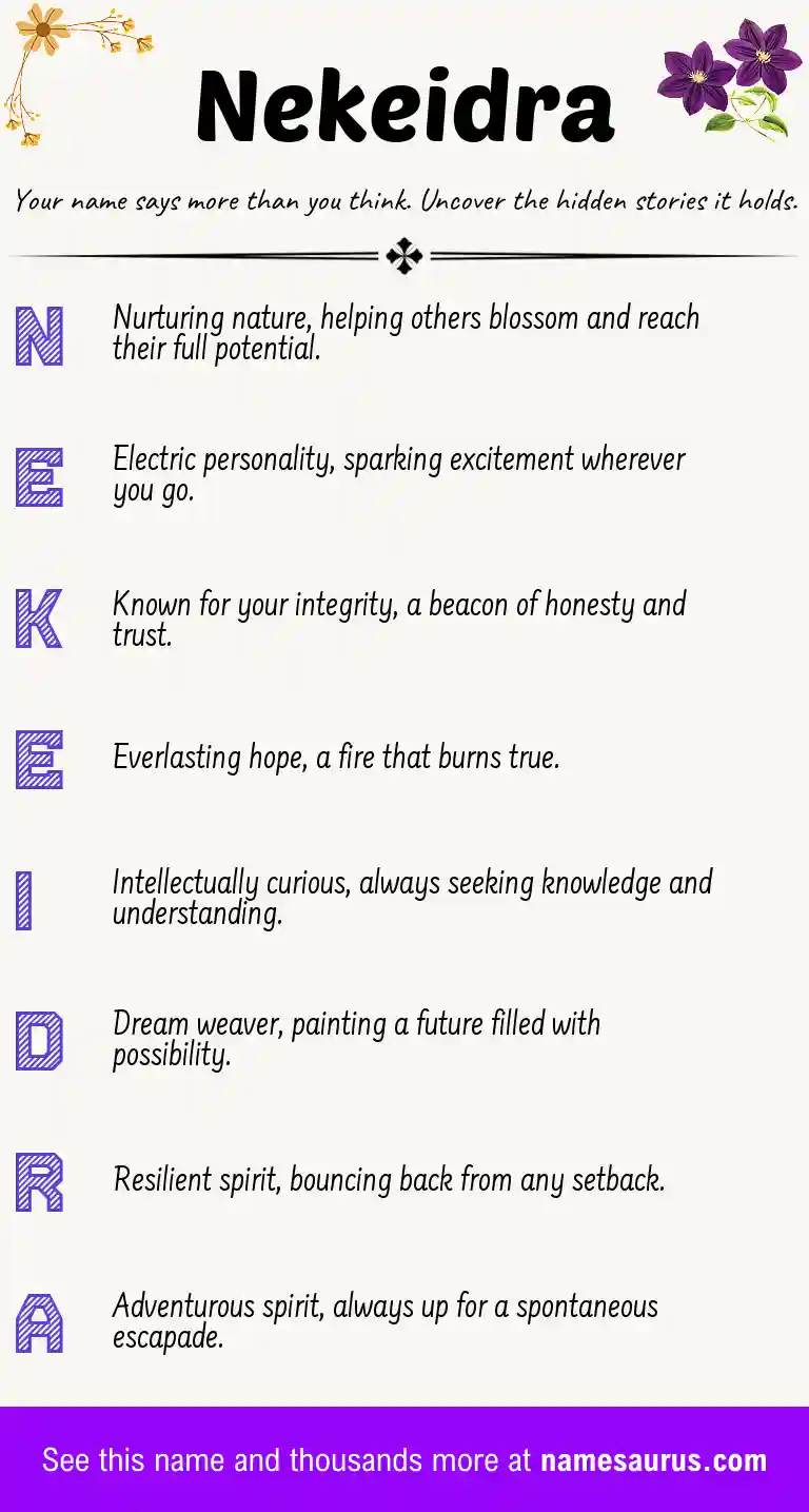 Acrostic poem about Nekeidra.