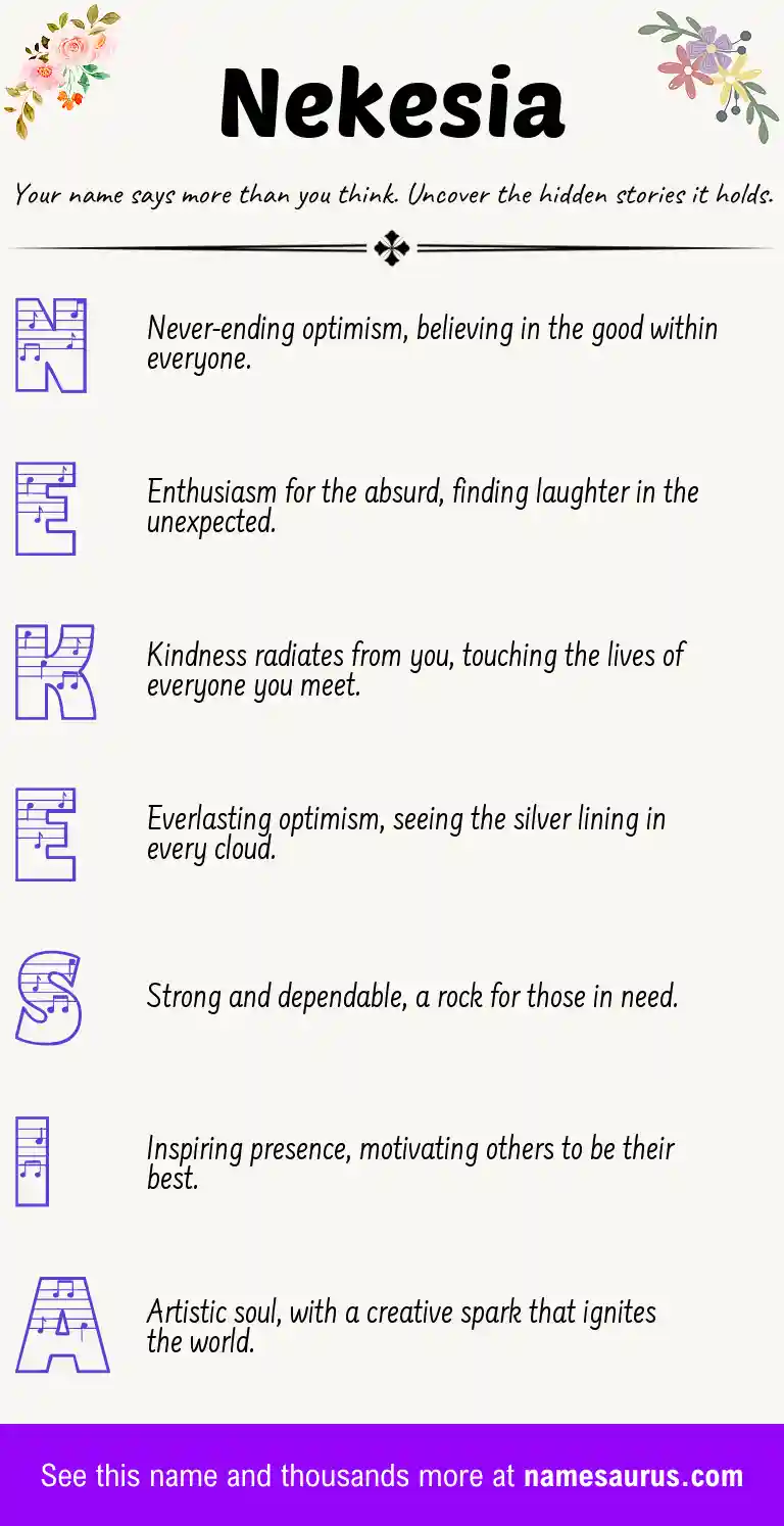 Acrostic poem about Nekesia.