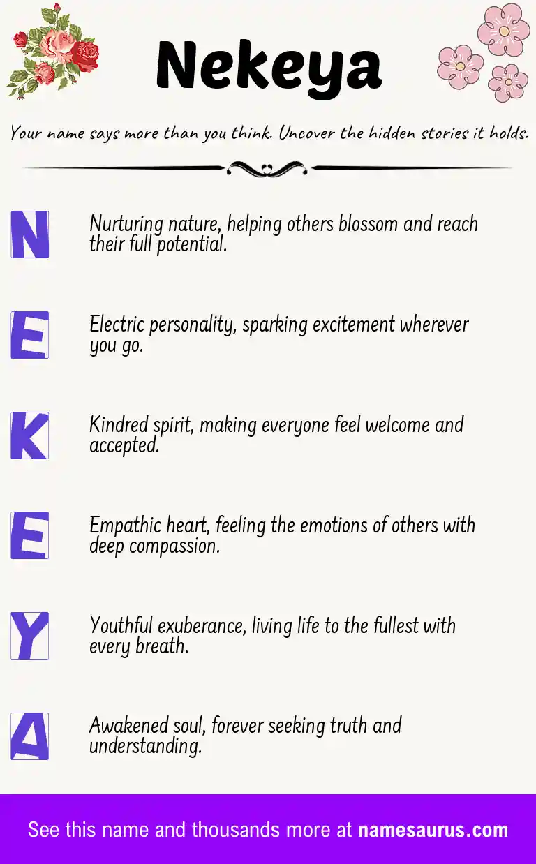 Acrostic poem about Nekeya.