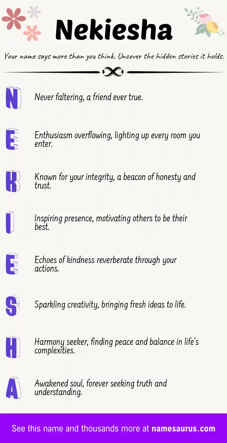 Acrostic poem about Nekiesha.