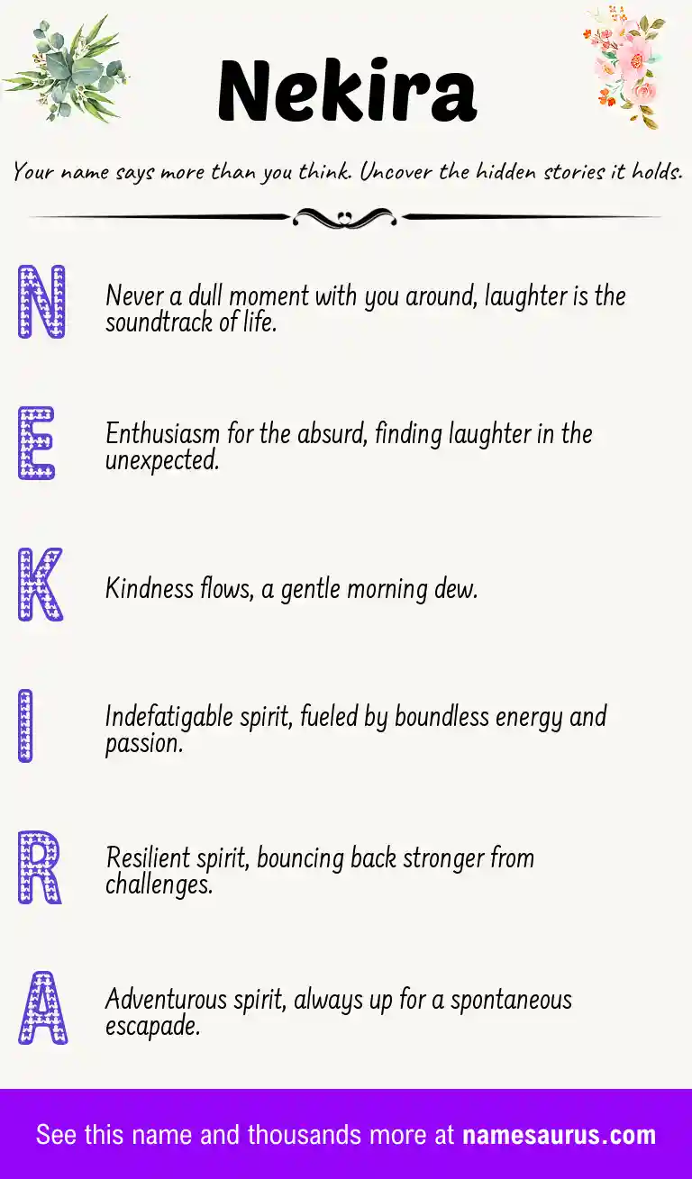 Acrostic poem about Nekira.