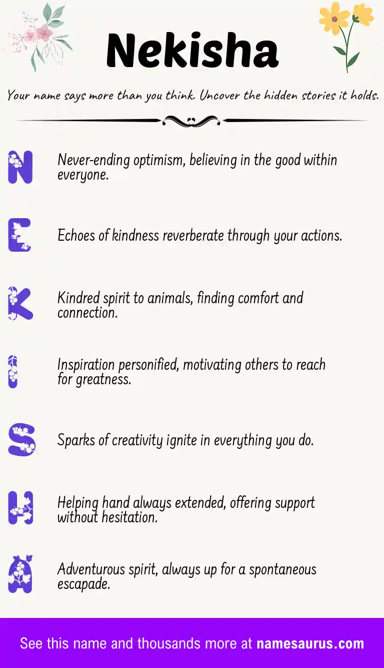 Acrostic poem about Nekisha.