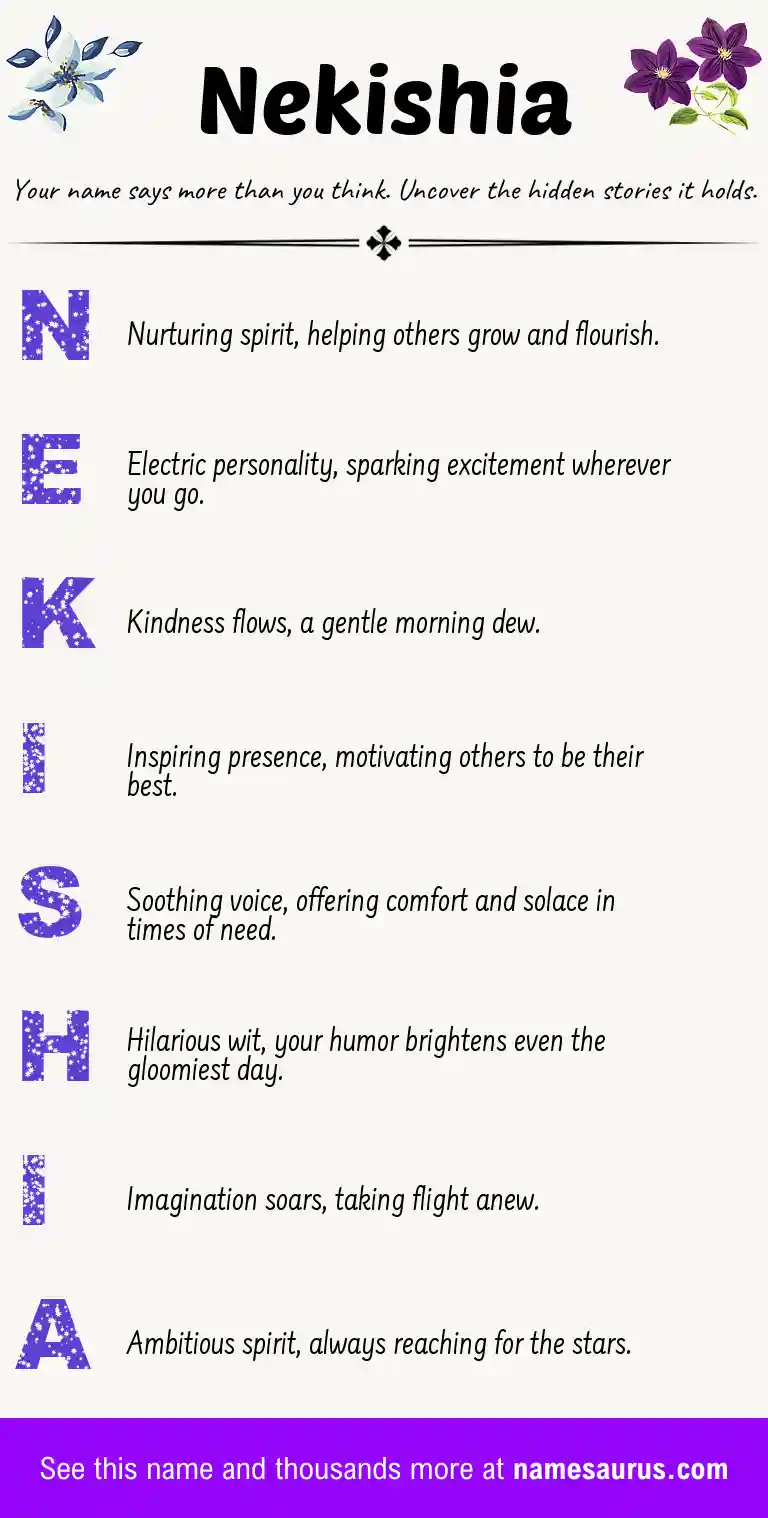 Acrostic poem about Nekishia.