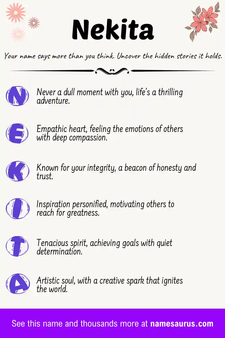 Acrostic poem about Nekita.