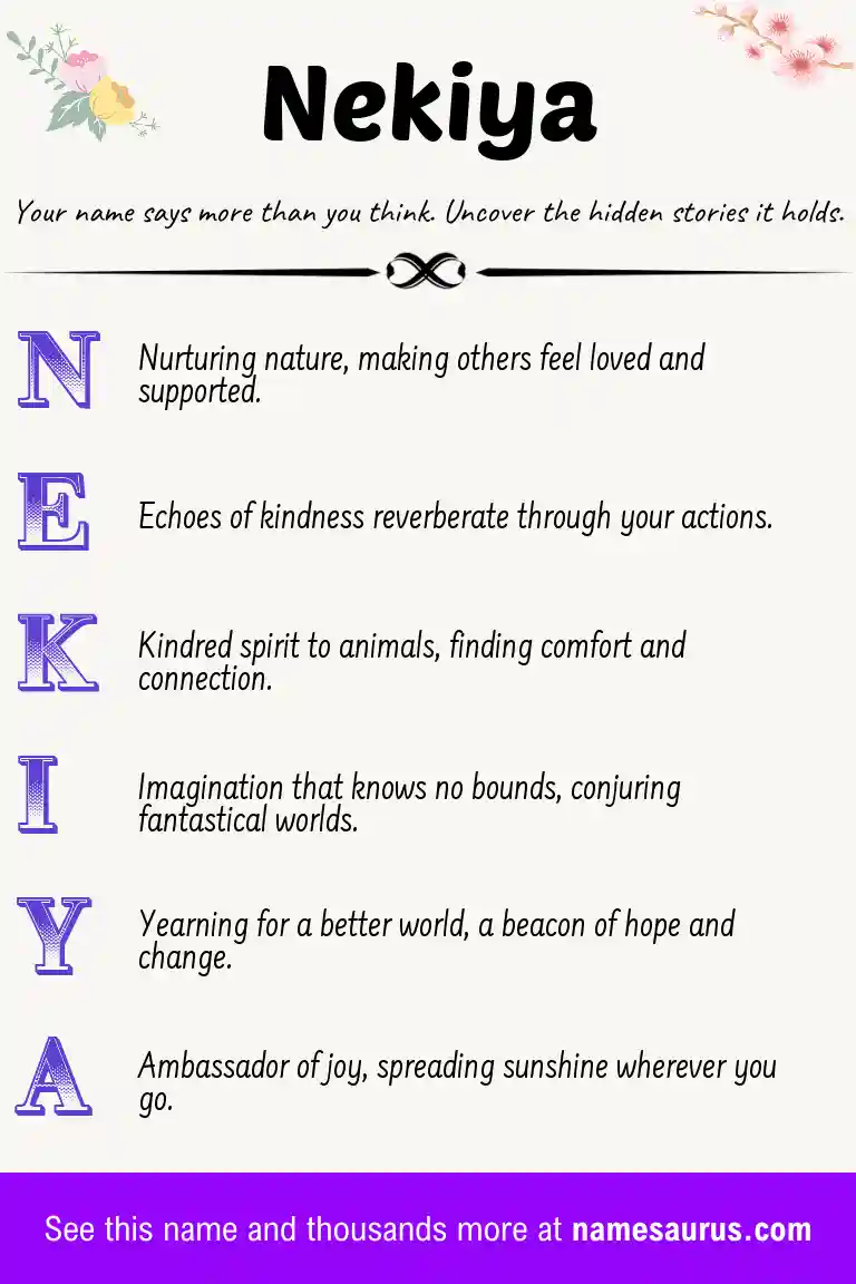 Acrostic poem about Nekiya.
