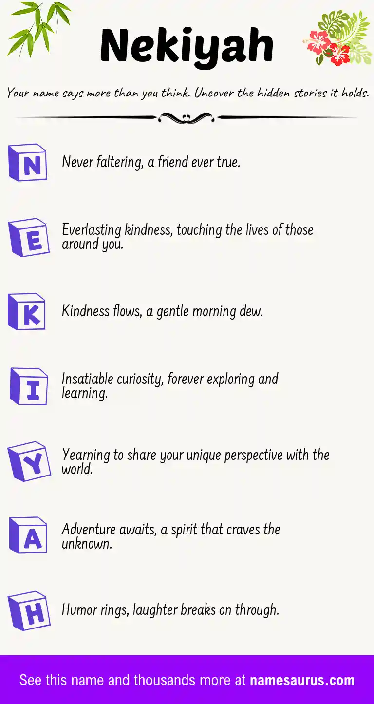 Acrostic poem about Nekiyah.