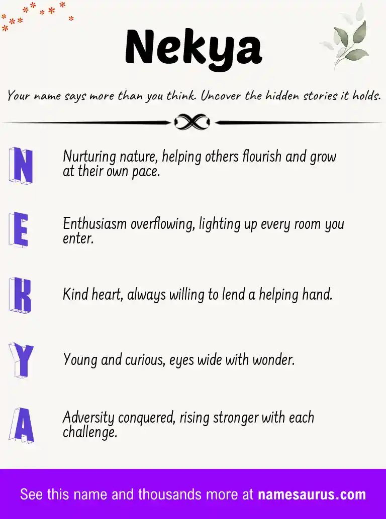 Acrostic poem about Nekya.