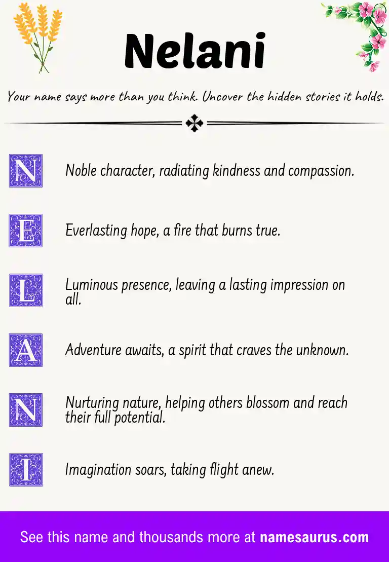 Acrostic poem about Nelani.