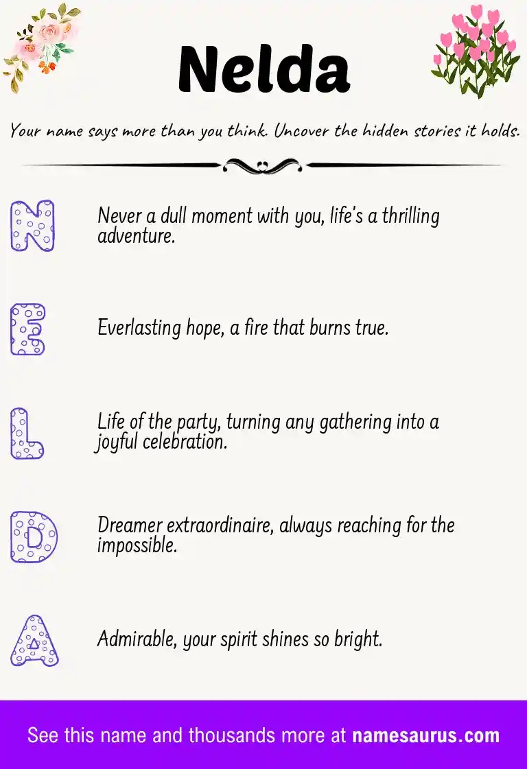 Acrostic poem about Nelda.
