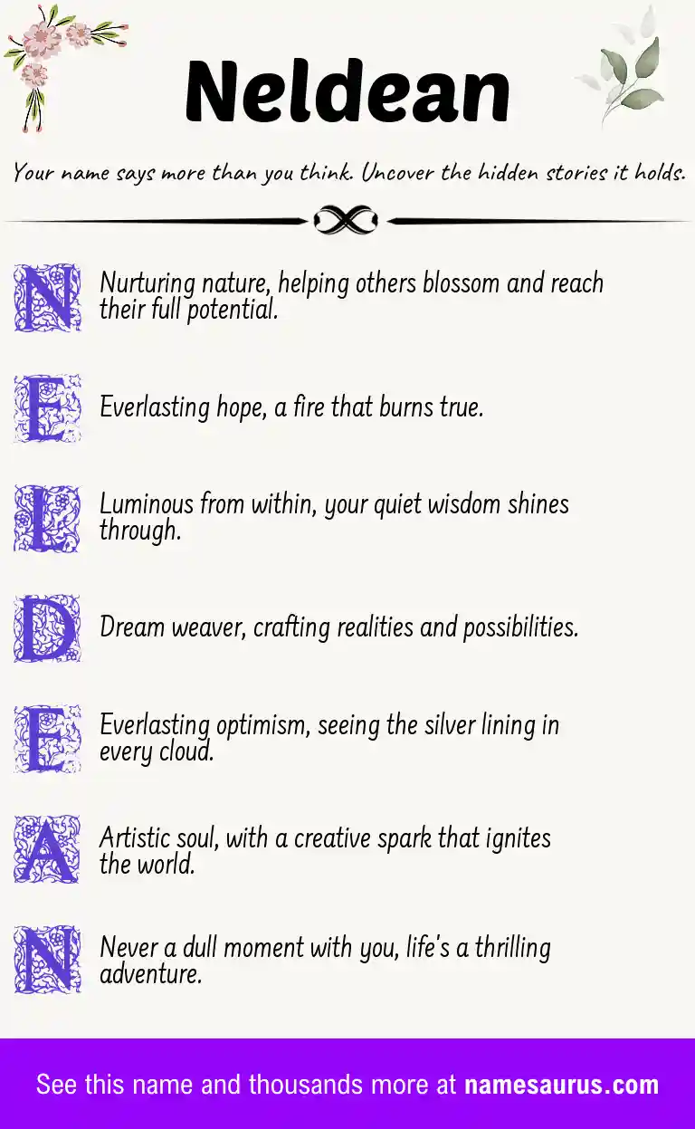 Acrostic poem about Neldean.