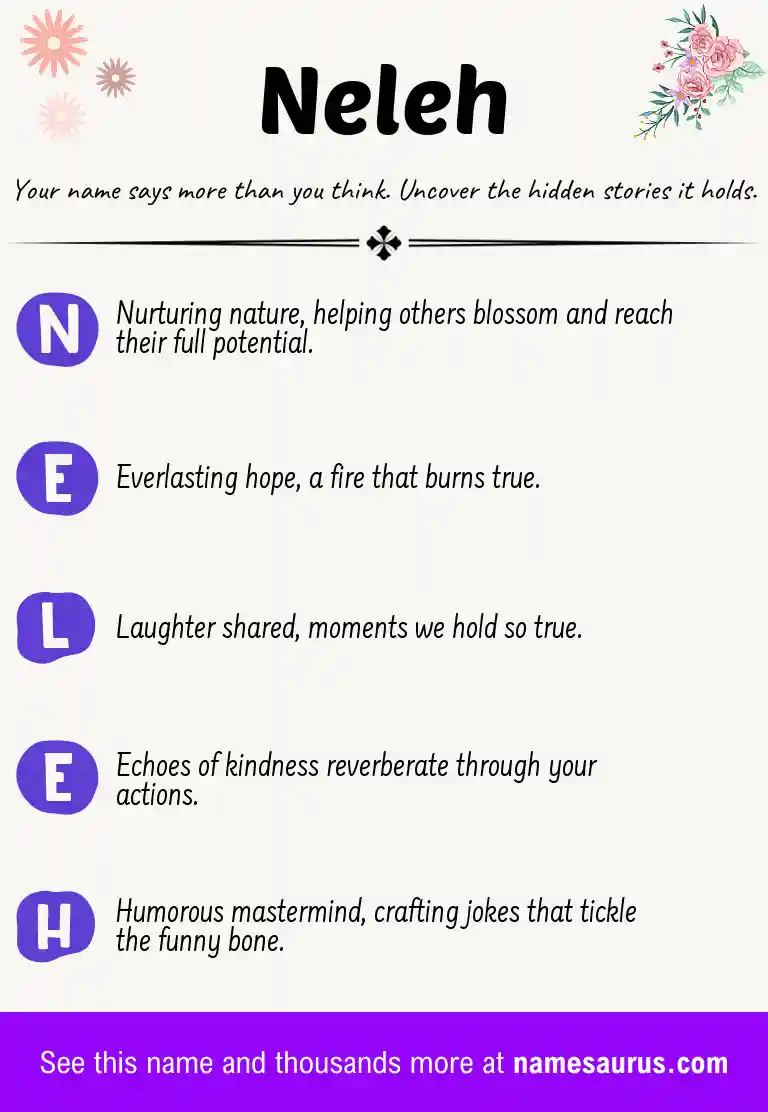 Acrostic poem about Neleh.