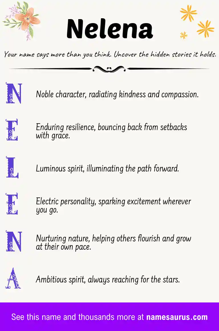 Acrostic poem about Nelena.