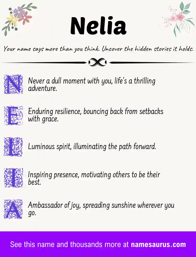 Acrostic poem about Nelia.