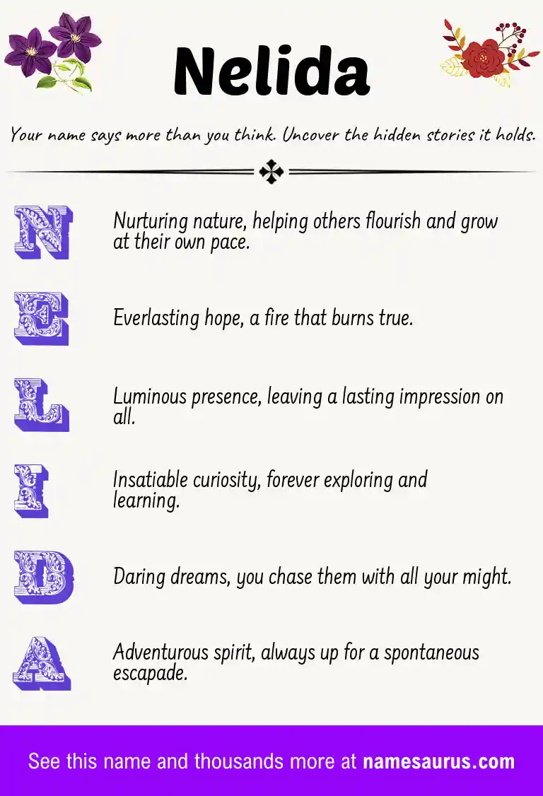 Acrostic poem about Nelida.