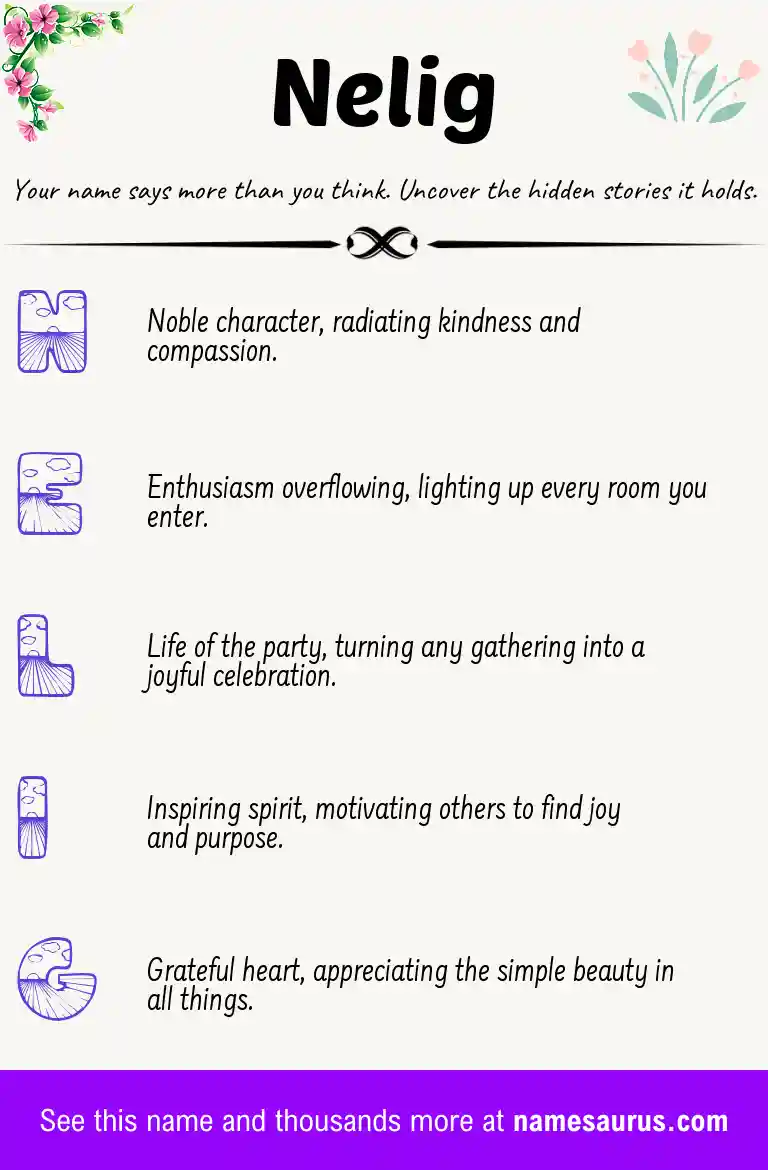 Acrostic poem about Nelig.