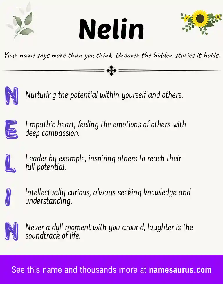 Acrostic poem about Nelin.