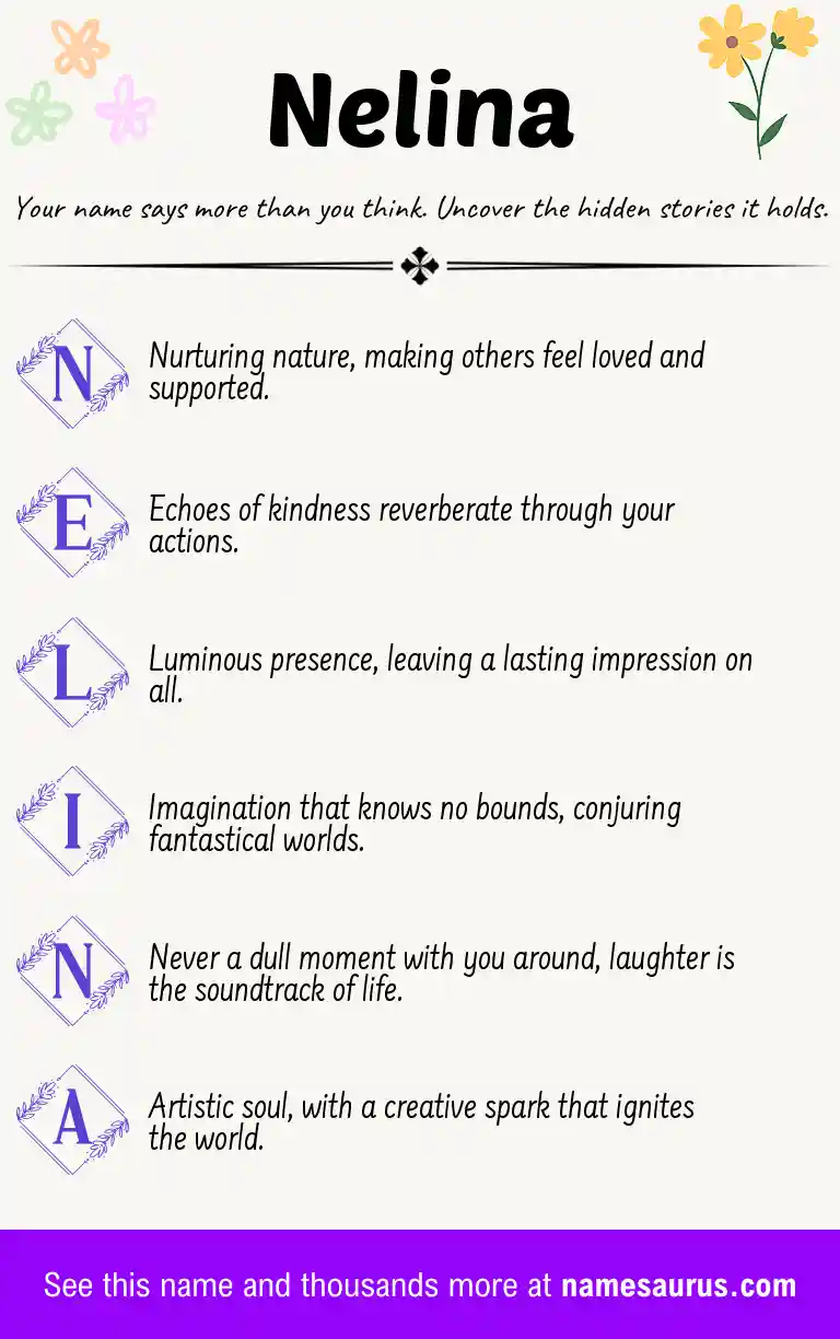 Acrostic poem about Nelina.
