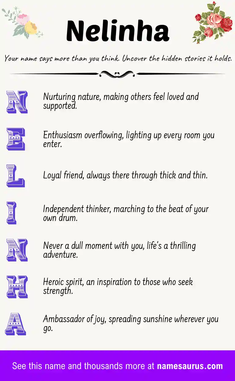 Acrostic poem about Nelinha.