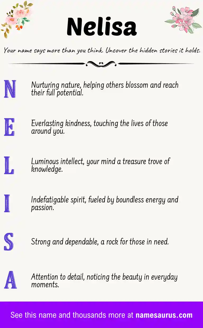 Acrostic poem about Nelisa.