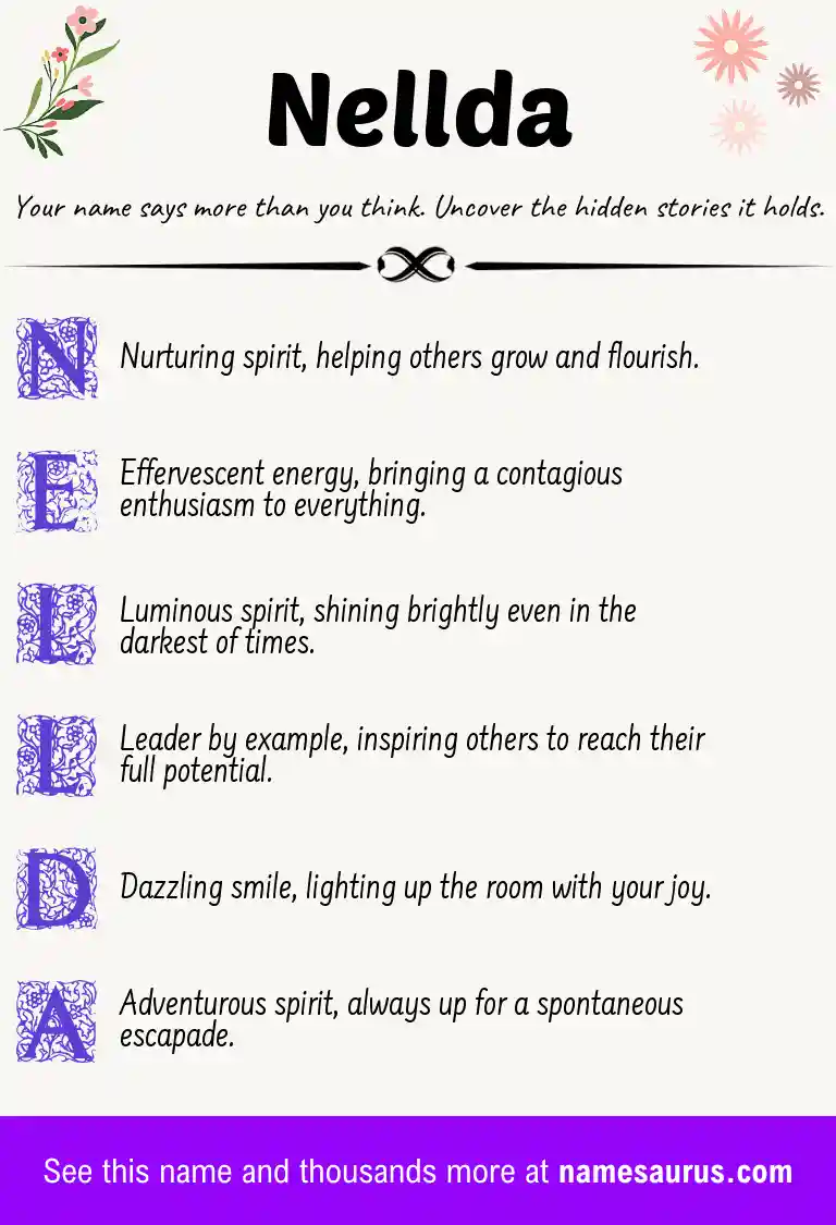 Acrostic poem about Nellda.