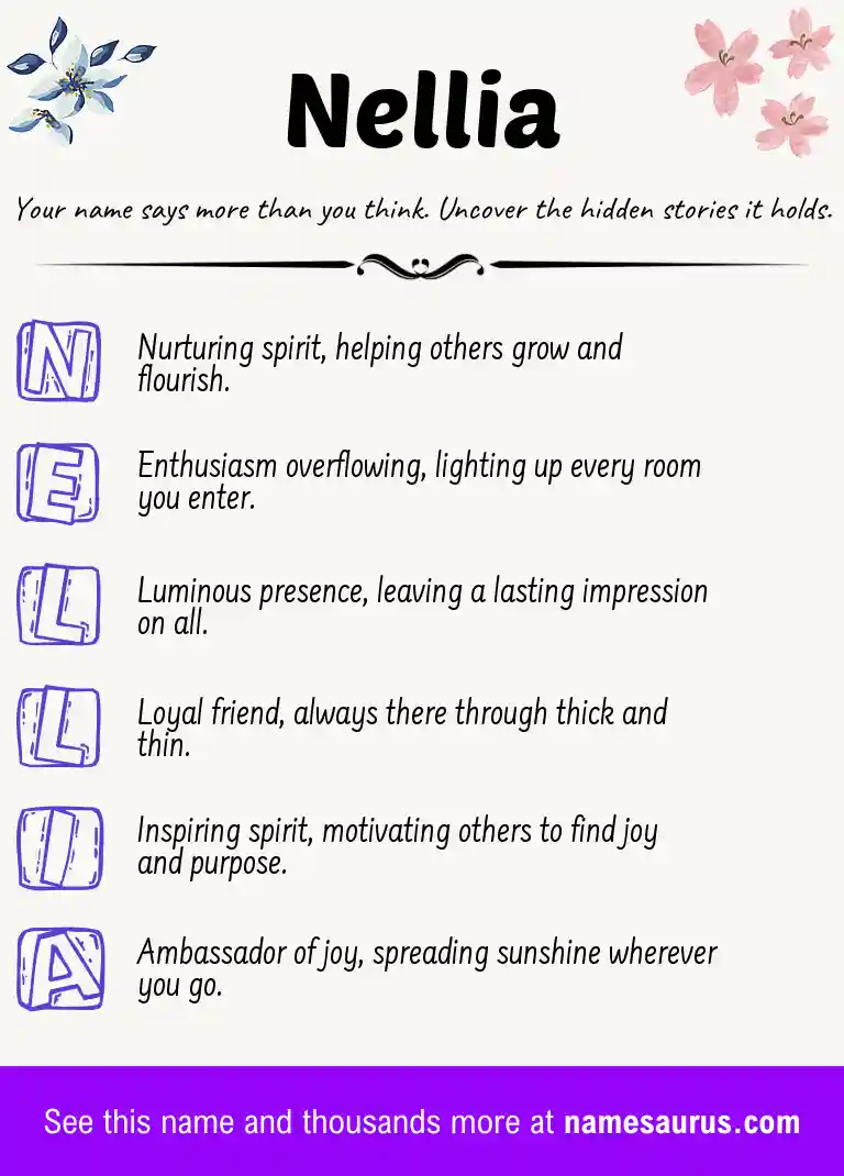 Acrostic poem about Nellia.