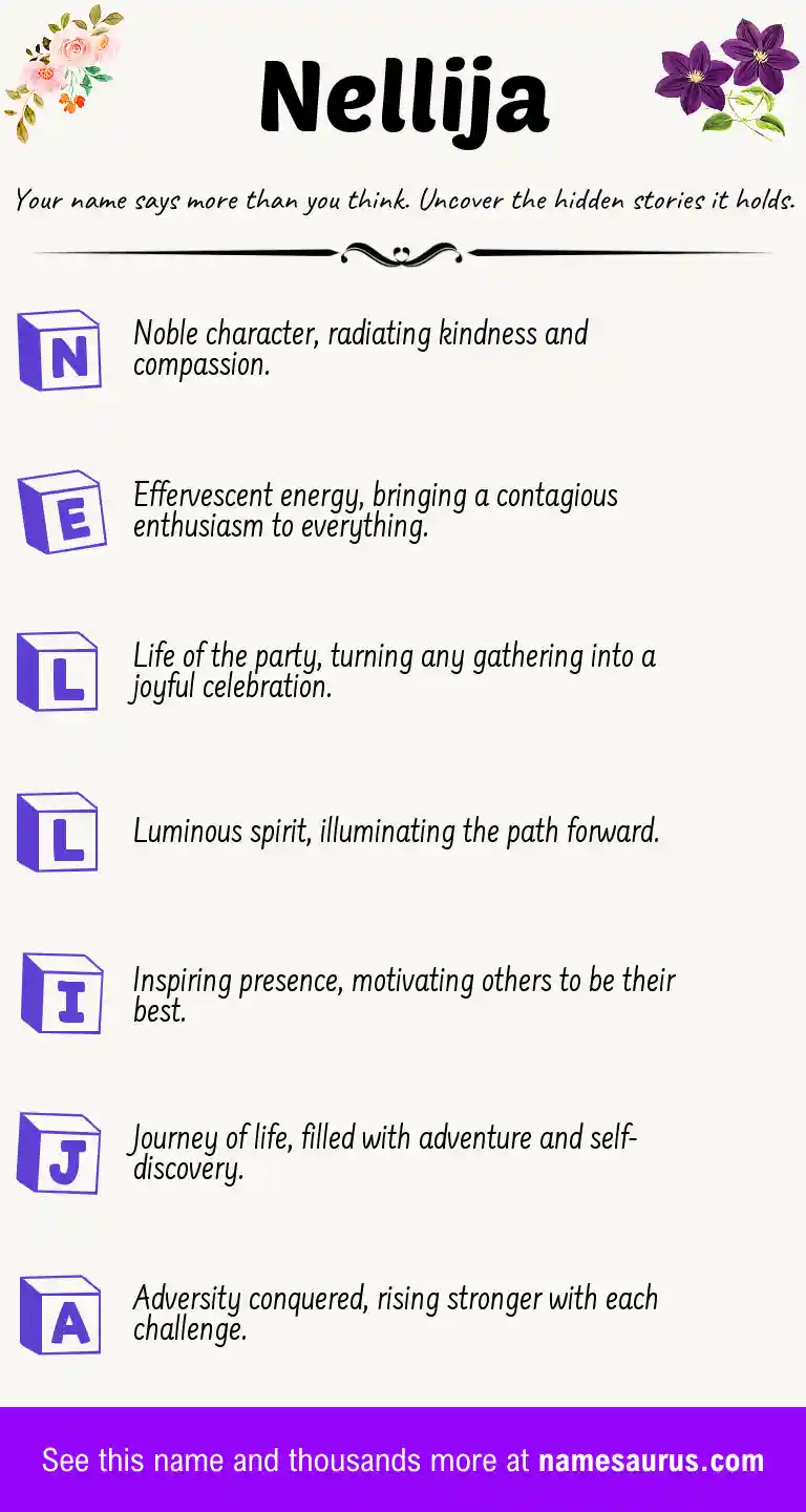 Acrostic poem about Nellija.