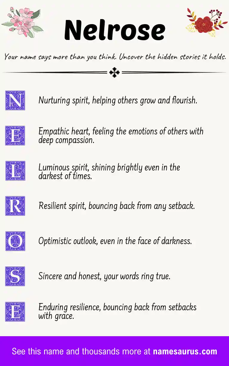 Acrostic poem about Nelrose.