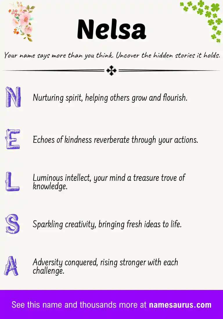 Acrostic poem about Nelsa.