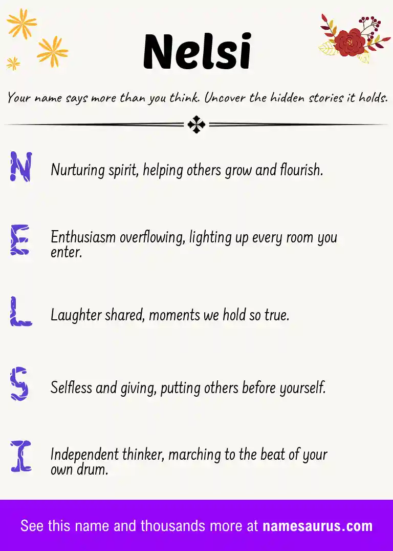 Acrostic poem about Nelsi.
