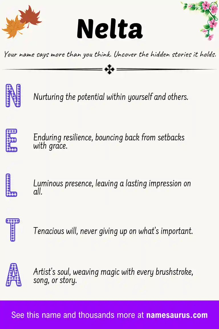 Acrostic poem about Nelta.