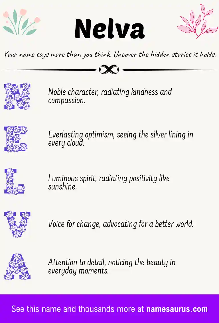 Acrostic poem about Nelva.