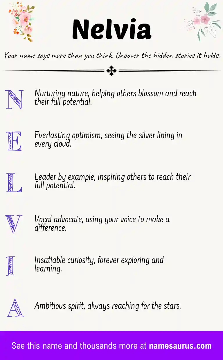 Acrostic poem about Nelvia.