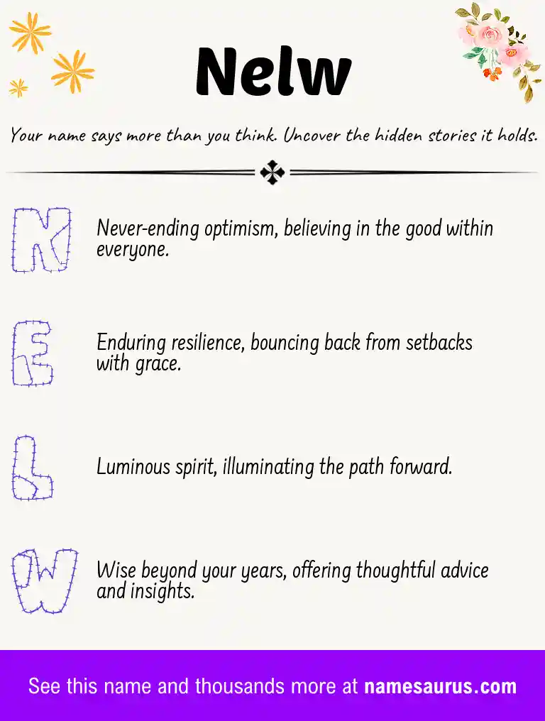 Acrostic poem about Nelw.
