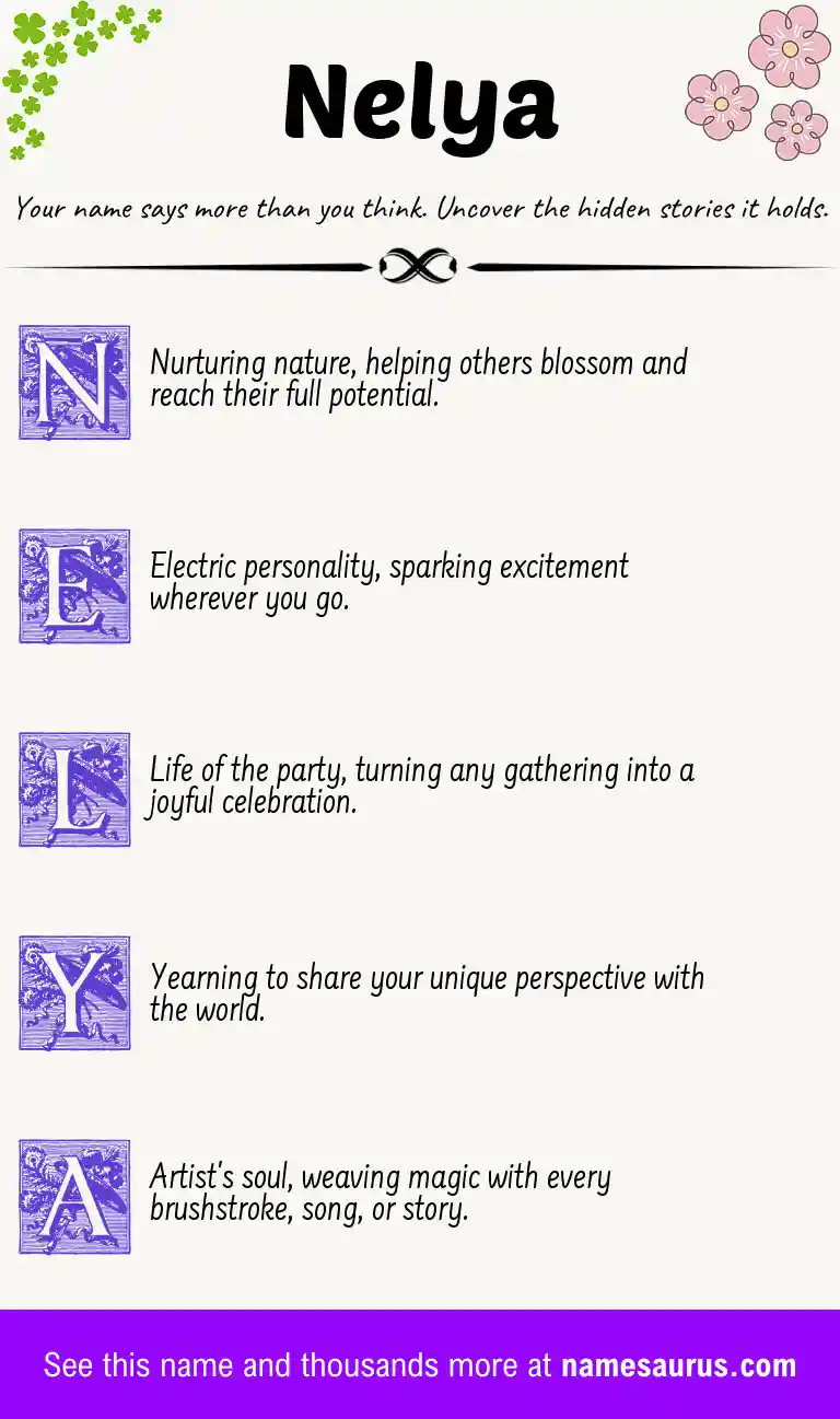 Acrostic poem about Nelya.