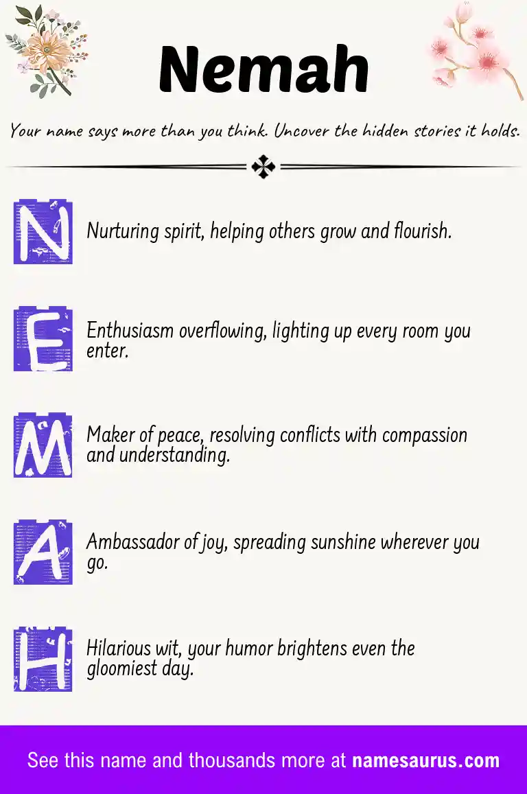 Acrostic poem about Nemah.