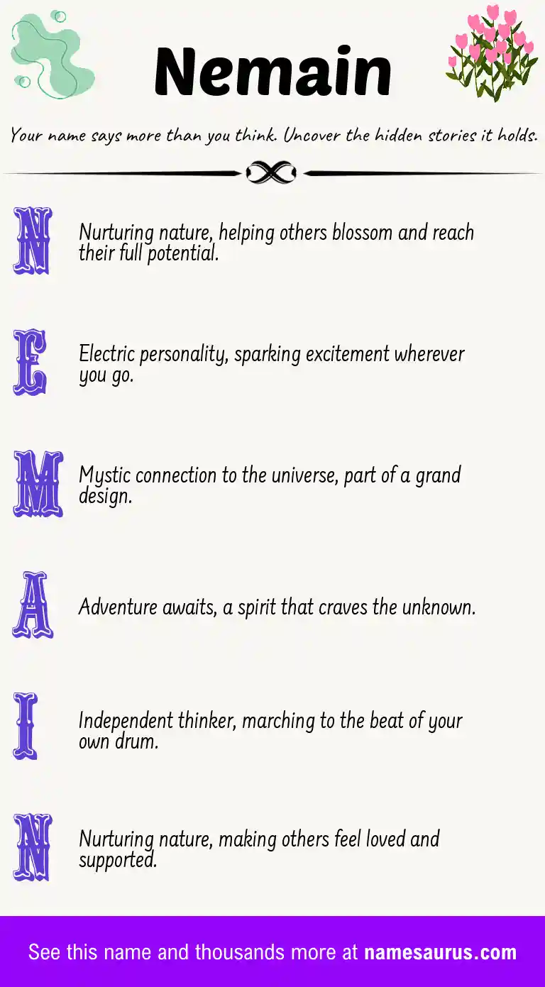 Acrostic poem about Nemain.